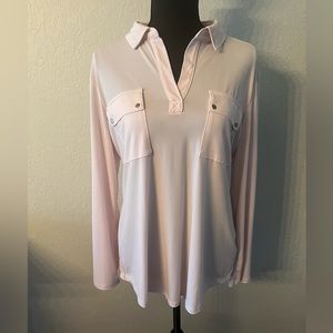 Jones New York petal pink long sleeve/ 3/4 sleeve pullover blouse